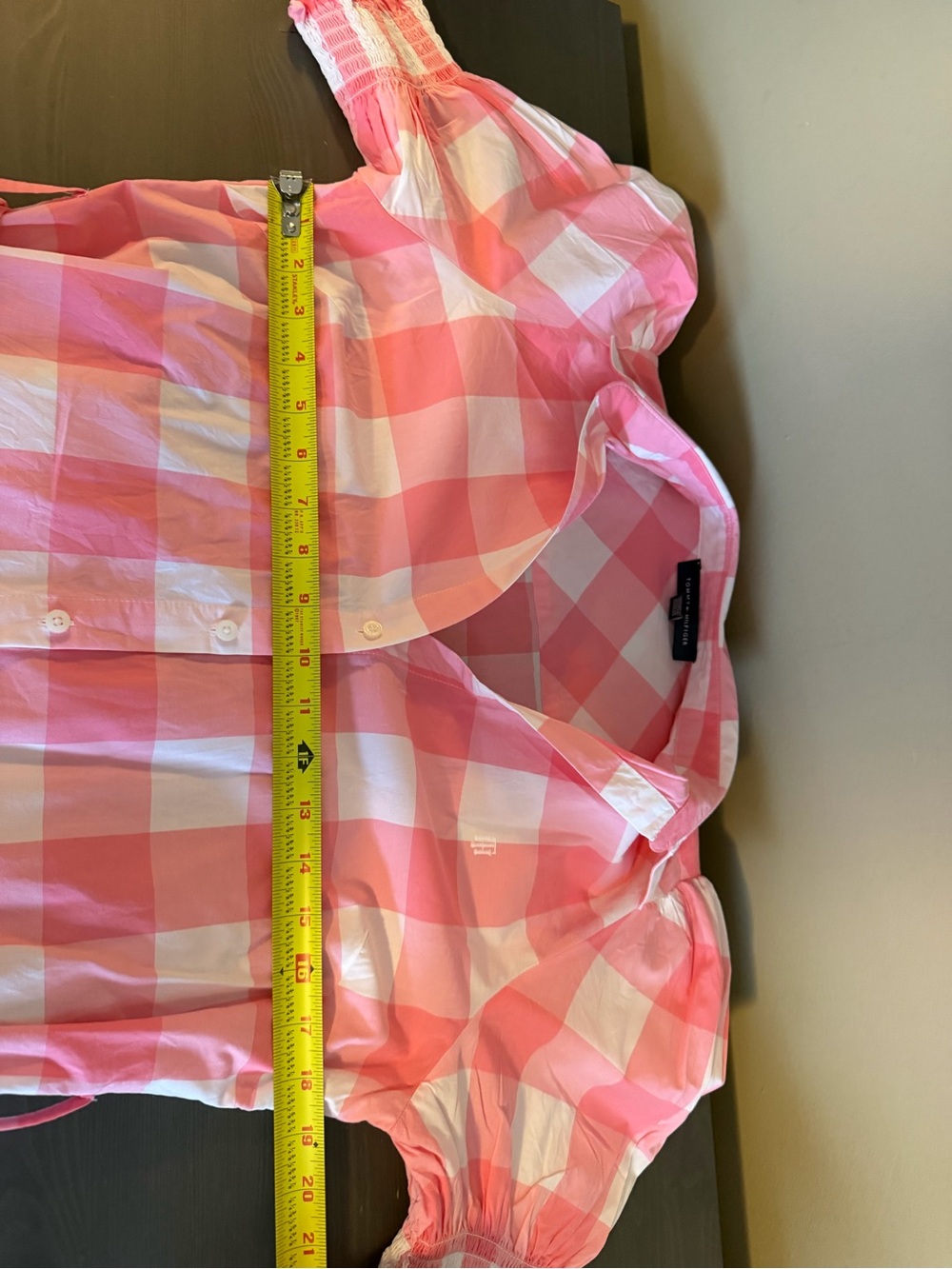 Tommy Hilfiger Pink and White Gingham Button-Down Shirt Dress - Picture 6 of 8